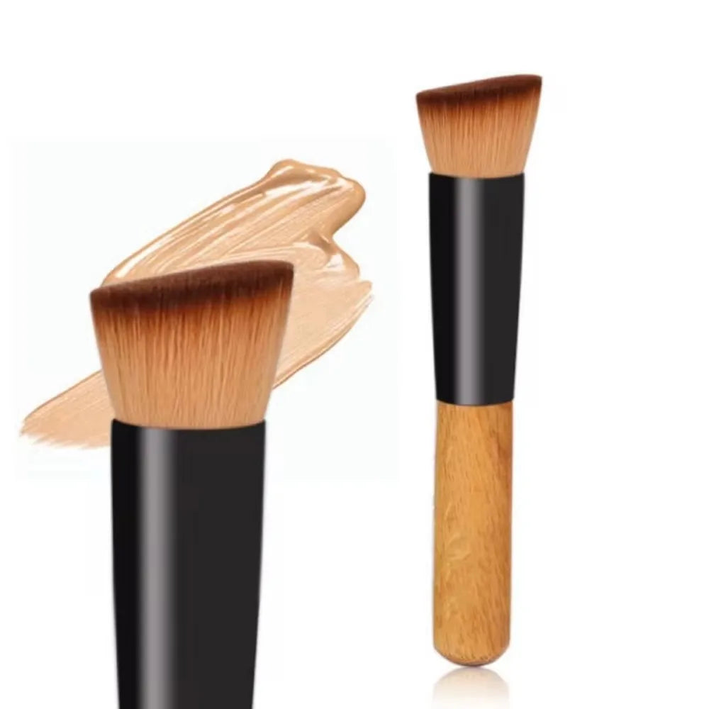 Professional Kabuki Makeup Brush – Flat Top Foundation & Blush Cosmetic Beauty Brush for Smooth Powder Application
