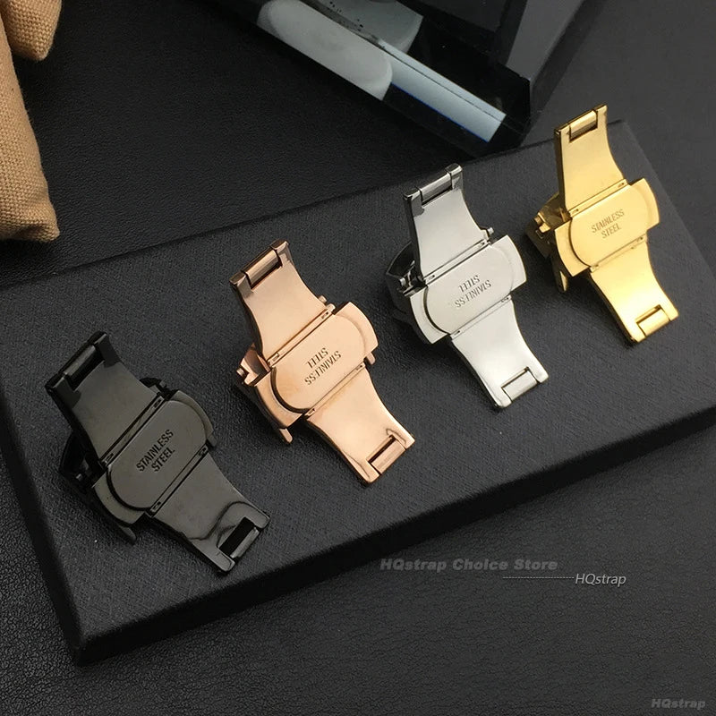 Stainless Steel Butterfly Buckle – Polished & Matte Watch Band Clasp for 16mm, 18mm, 20mm, 22mm Straps