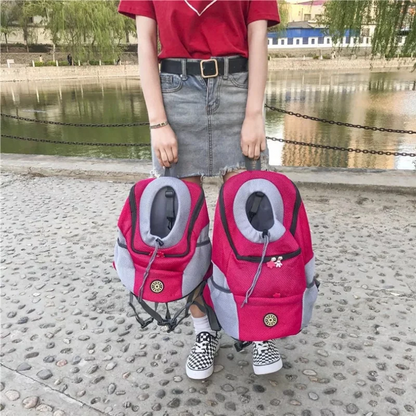 Double Shoulder Portable Travel Backpack - New Outdoor Pet Dog Carrier Bag with Mesh Front - Convenient Pet Dog Backpack for Adventures