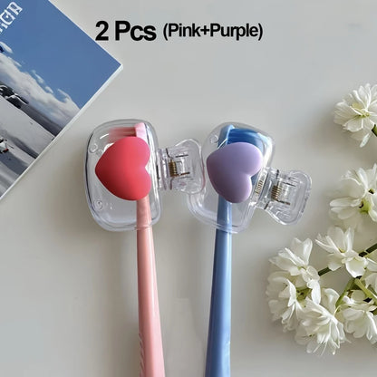 Portable Toothbrush Covers - Hygienic Toothbrush Head Protector Caps & Storage Clips