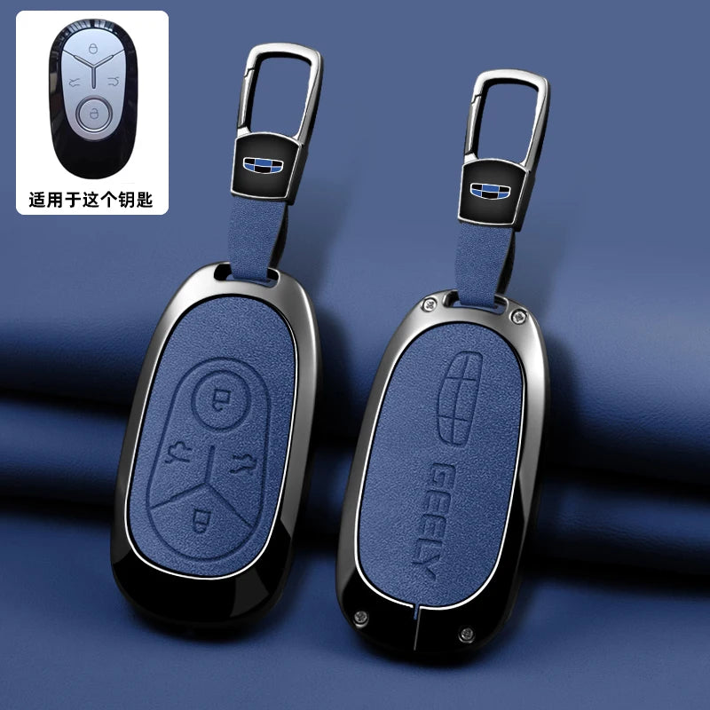 Geely Car Key Case with Leather and Zinc Alloy - Protective Key Fob Cover for Starlight, EX2, GEOME, Galaxy and Discovery Youth Edition