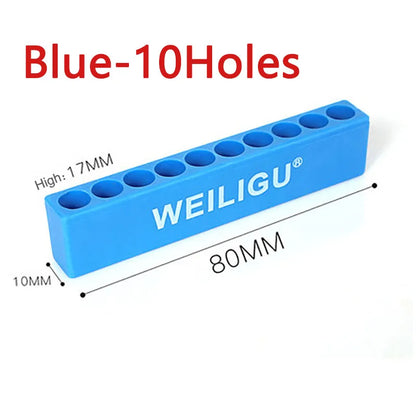 6.35mm Hex Screwdriver Bit Holder - Soft Rubber Organizer with 10/12 Hole Plastic Storage Box