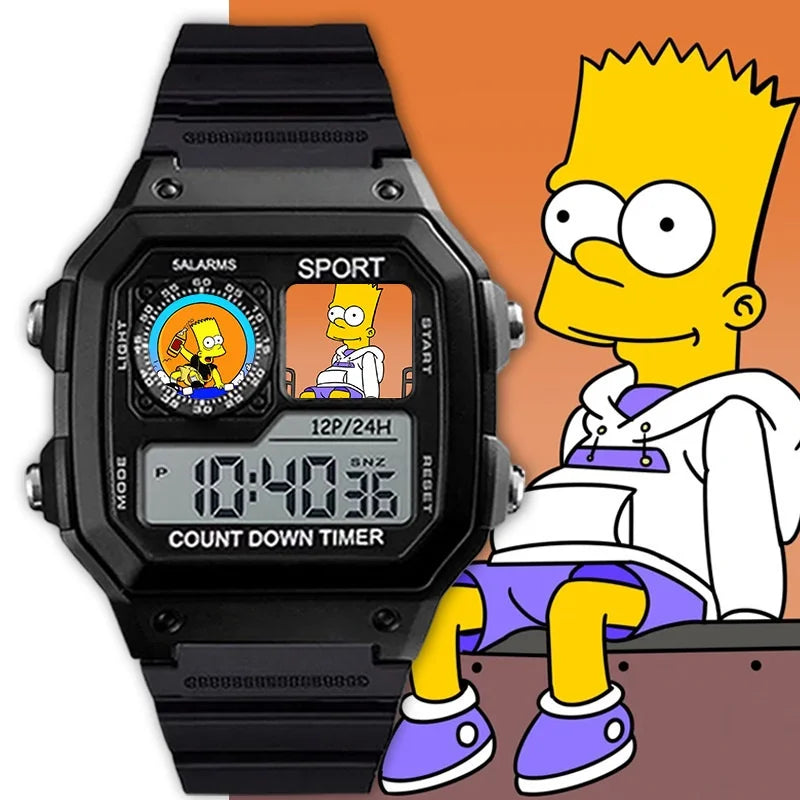 The Simpsons Cartoon Watch - Waterproof Quartz Alarm Watch with Night Light