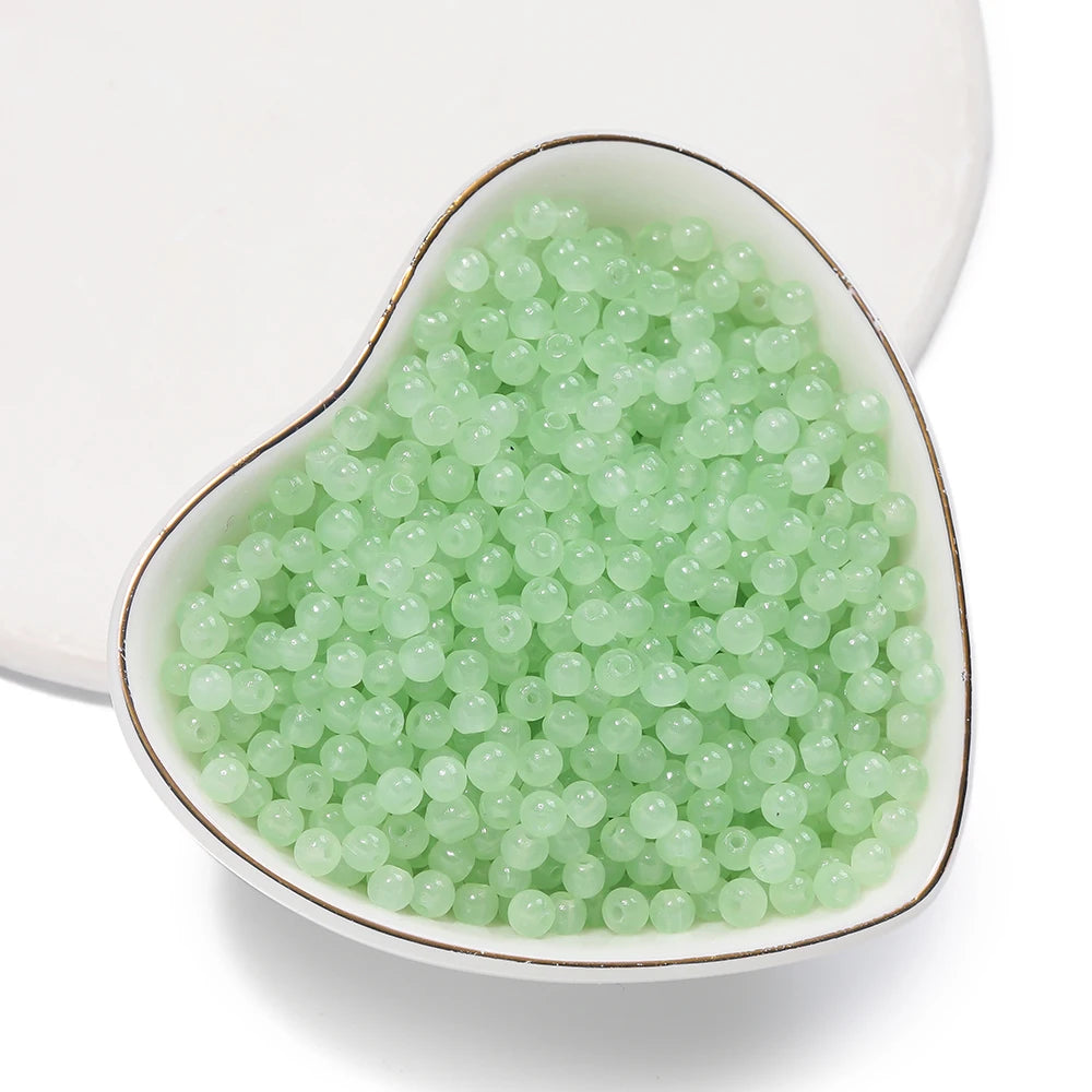 50/100pcs 4mm Colored Glass Jade Beads - Round Spacer Beads for DIY Earrings, Necklaces & Bracelets
