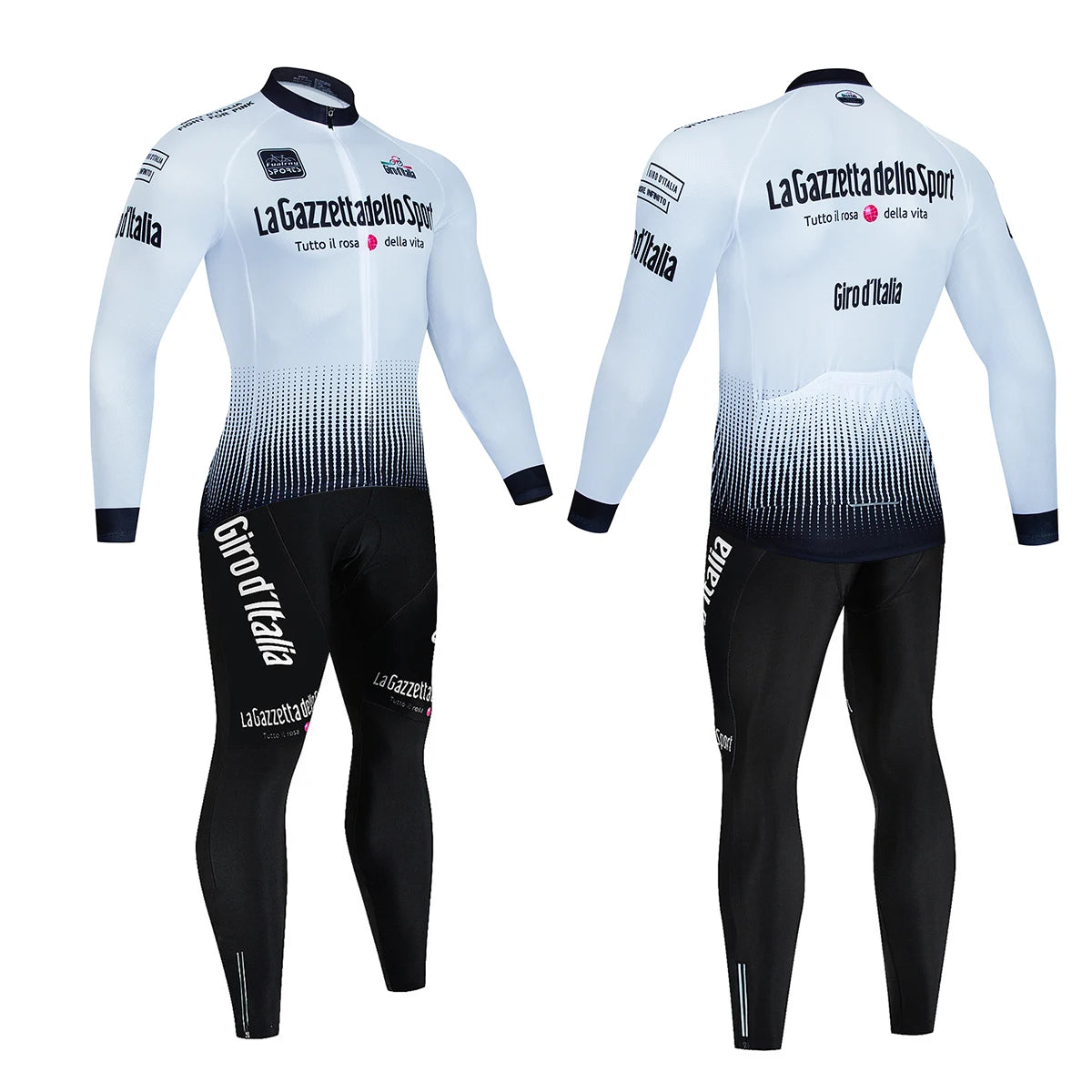 Tour De Italy D'ITALIA Cycling Clothes – Men's Fleece Jersey & Bib Pants Sports Set, Bicycle Uniform Costume