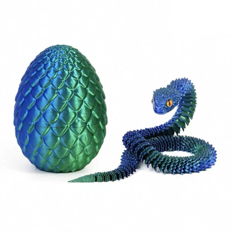 3D Printed Snake Egg Mold – Creative Decompression Rotatable Articulated Snake Desktop Ornament & Realistic Animal Toy for Kids