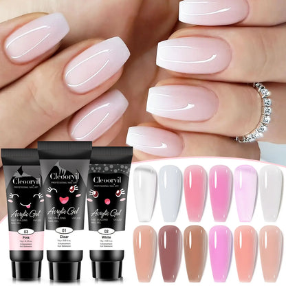 15ml Solid Nail Extension Gel – Poly Acrylic Crystal Gel in Naked Color, UV/LED Quick Build & Nail Extension Polish