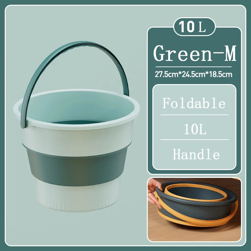 Portable Foldable Silicone Bucket - 5/10/17L Collapsible Basin for Camping, Laundry, Car Wash, Fishing & Household Use