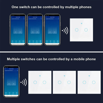 Tuya WiFi Smart Home Switch - US/EU Glass Touch Panel, Voice & Wireless Remote Control Compatible with Alexa & Google Home