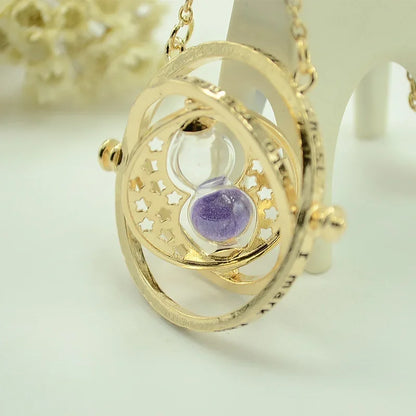 Magic Time-Turner Hourglass Necklace - Multicolor Rotating Pendant for Wizard-Inspired Fashion and Cosplay Gifts