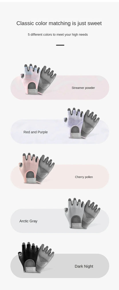 Women's Half Finger Sports Gloves – Anti-Slip, Shock-Absorbing, Breathable Fitness and Outdoor Gloves