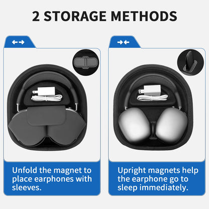 Yinke AirPods Max Travel Case - Shockproof EVA Storage Bag with Velvet Interior, Dual Zippers & Sleep Mode Support