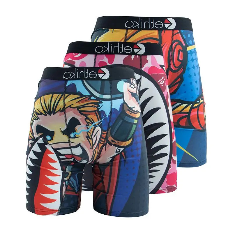 3-Piece Men’s Sexy Underwear – Printed Boxer Shorts, Plus Size Boxer Briefs XXXL Lingerie