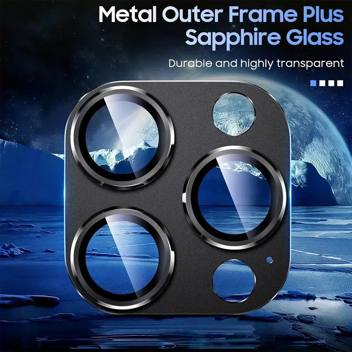 Titanium Black Camera Lens Protector - Metal Glass Cover for iPhone 13 to 15 Pro Max