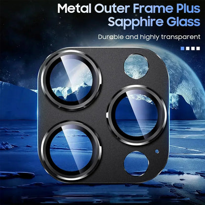 Titanium Black Camera Lens Protector - Metal Glass Cover for iPhone 13 to 15 Pro Max