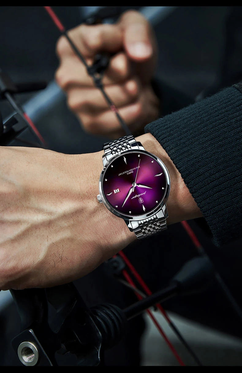 POEDAGAR Luxury Men's Sports Watch — Waterproof Luminous Stainless Steel Quartz Wristwatch with Date