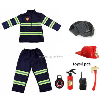 Kids Firefighter Costume – Halloween Sam Fireman Uniform Role Play Outfit for Boys Party & Cosplay Gift