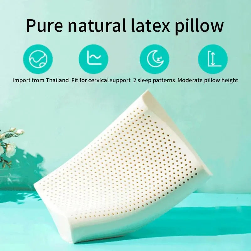 Thai Natural Latex Memory Foam Pillow – Adult Cervical Support Sleeping Pillow for Dormitory & Home Use