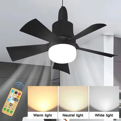 30W Ceiling Fan with LED Light – Dimmable Remote Control, E27 Base Smart Fan for Bedroom & Living Room