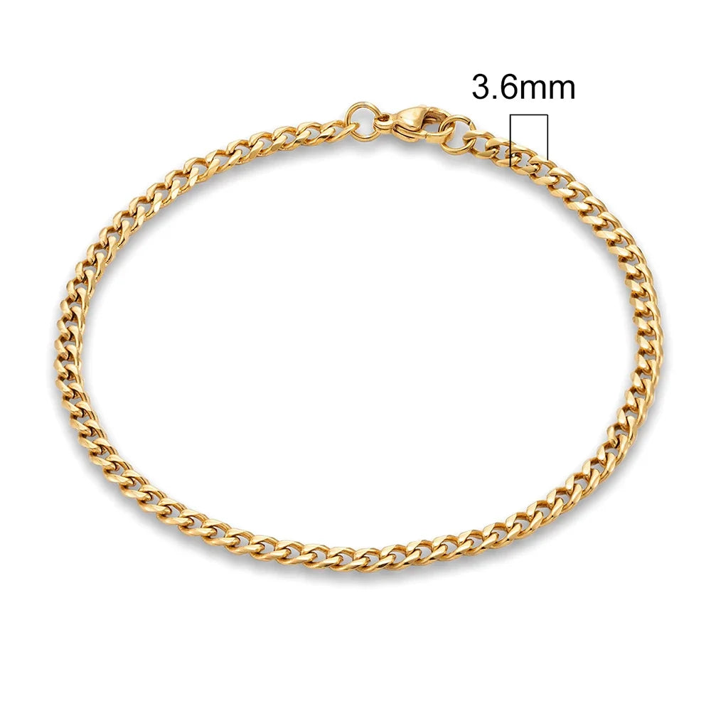 MKENDN Punk Rock Stainless Steel Cuban Curb Link Chain Bracelet – 3–11mm Silver Biker Jewelry for Men & Women