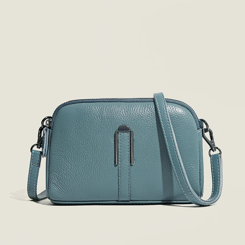 Luxury Genuine Leather Women's Crossbody Bag – Solid Color Shoulder Bag, Clutch & Messenger Purse