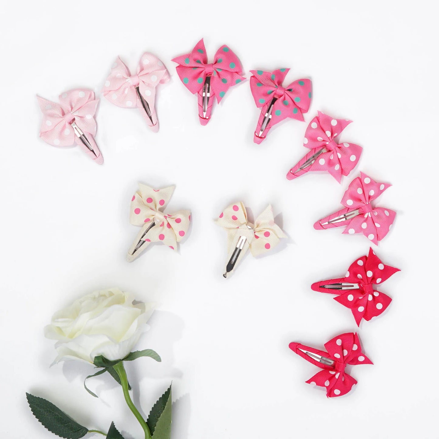 20pcs Snap Hair Clips with 2-Inch Grosgrain Ribbon Bows – No Slip Barrettes for Infant, Toddler, Baby Girls