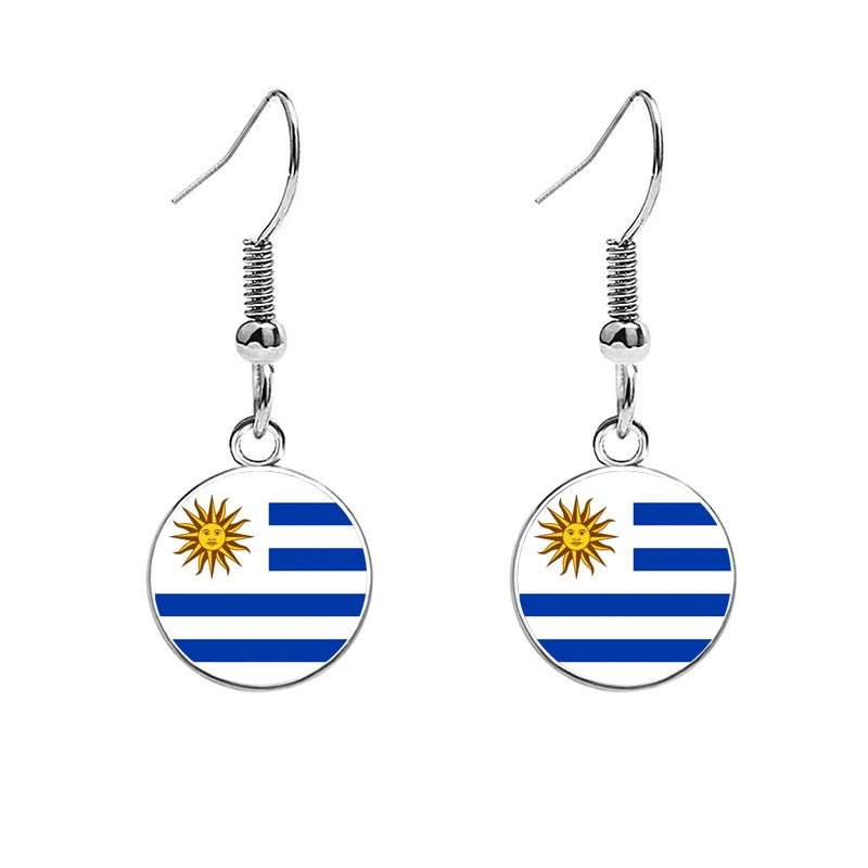 South & North America Flag Earrings - Patriotic Country Pride Drop Dangle Jewelry Gifts for Women