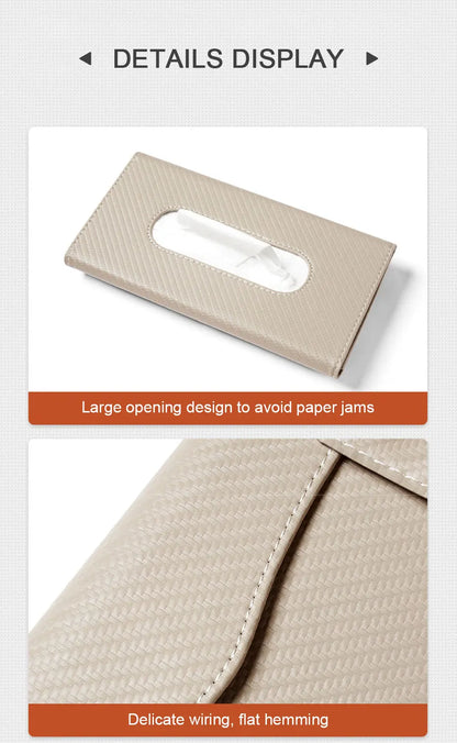 SEAMETAL Car Sunshade Tissue Box – Universal Auto Interior Paper Towel Storage Bag with Carbon Fiber Sun Visor Design