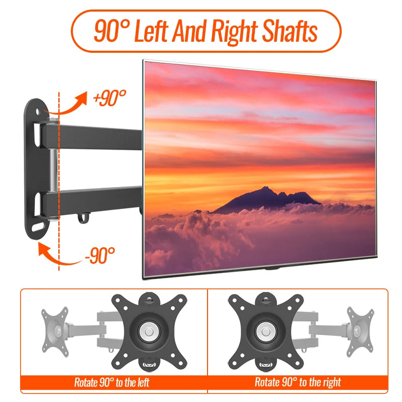 20° Tiltable & 360° Rotatable TV Wall Mount Bracket – Universal Stand for 14-24" Monitors & Flat Panel Displays
