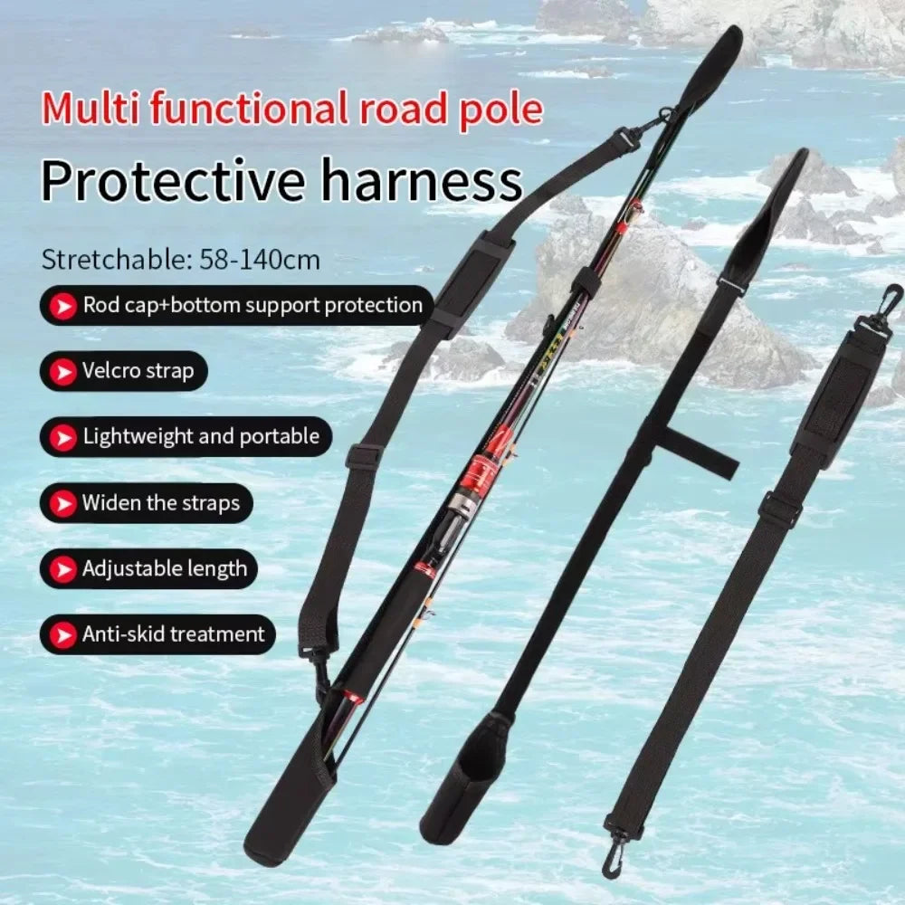 Adjustable Fishing Rod Storage Bag – Portable Shoulder Strap Carrier with Rod Belt Protector & Reel Fishing Accessory