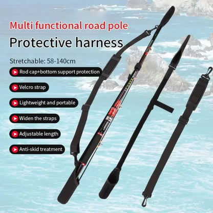 Adjustable Fishing Rod Storage Bag – Portable Shoulder Strap Carrier with Rod Belt Protector & Reel Fishing Accessory