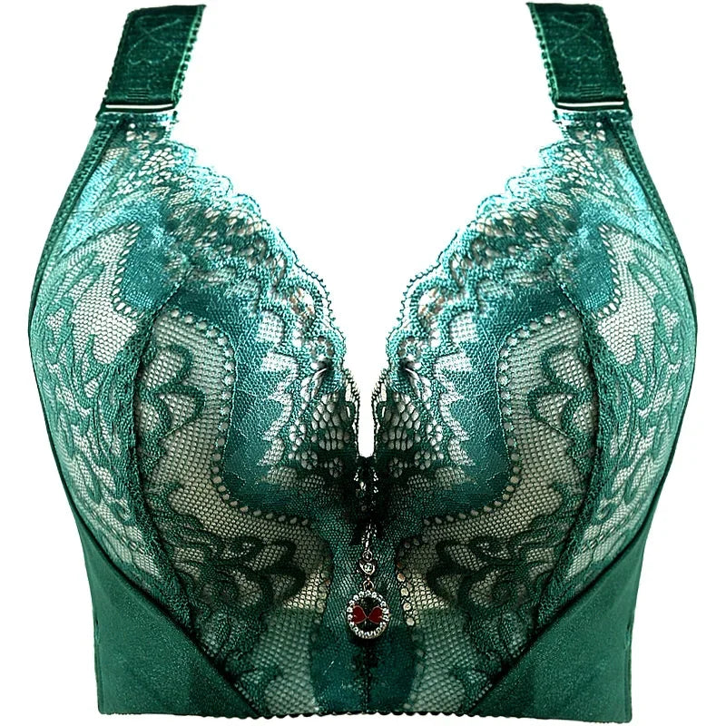 Plus Size Push-Up Bra – Sexy Lace Underwire Full Coverage Lingerie for Curvy Women with Wide Side Wings
