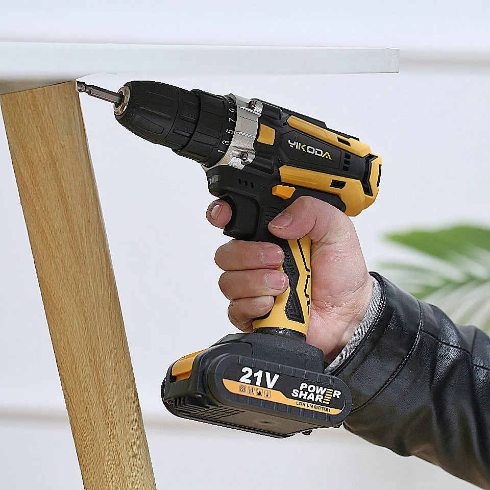 YIKODA Cordless Drill - Rechargeable Electric Screwdriver Lithium Battery - Household Multi-function Power Tools ( 12/16.8/21V, 2 Speed )