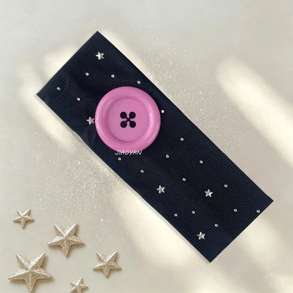 Retro Polka Dot Button Headband - Y2K French Style Cute Sweet Hair Accessory