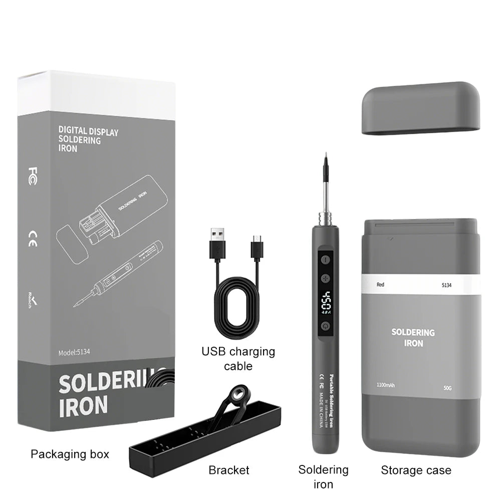 Portable Type-C Digital Soldering Iron Kit – 8-15W Fast Heating Adjustable Temperature Mini Repair Tool