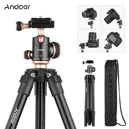 Andoer Q160SA Camera Tripod – Panoramic Ballhead for DSLR, Digital Cameras, Camcorders, Canon, Nikon, Sony