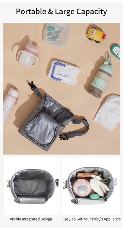 Portable Breastfeeding Bottle Bag – Leak-Proof Insulated Lunch Bag with Stroller Hanging Design for Breast Milk Cooler
