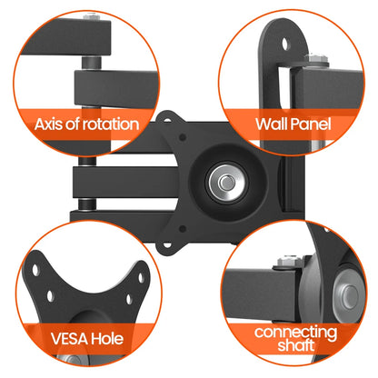 20° Tiltable & 360° Rotatable TV Wall Mount Bracket – Universal Stand for 14-24" Monitors & Flat Panel Displays