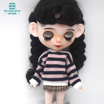 Blythe Doll Accessories Set – Fashion Sweatshirt, Shoe Covers & Sneakers for Blythe & Azone Dolls, Christmas Gift