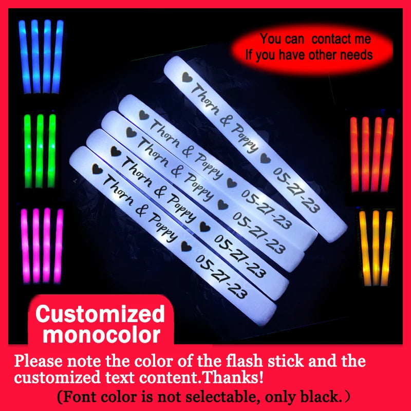 60Pcs RGB LED Glow Sticks – Colorful Foam Cheer Tubes for Dark Light, Birthday, Wedding, and Party Supplies