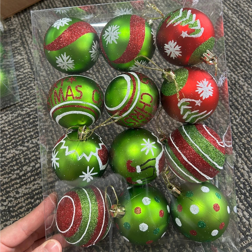 12PCS 6cm Christmas Ball Ornament Set – Festive Decorations for Tree, New Year, Wedding & Spring Festival Party Scenes
