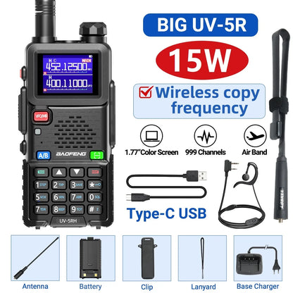 Baofeng UV-5RH 10W Air Band Walkie Talkie, Long Range Wireless Two-Way Ham Radio, Type-C UV-5R Transceiver