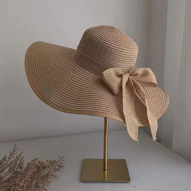 Wide Brim Straw Sun Hat - Summer Beach Travel Shade & UV Protection Hat