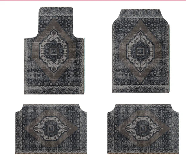 Bohemian Universal Floor Mat Set - American Retro Anti-Slip Soft Rugs for Car, Bedroom and Home