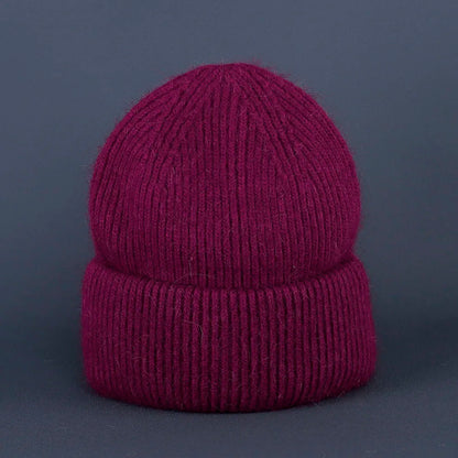 2024 Rabbit Fur Beanie – Soft Fluffy Winter Hat for Women, Angora Knitted Skullies, Warm Bonnet Knit Cap