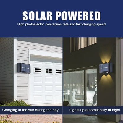 Solar Powered Waterproof Wall Light: 4 LED Beads Up and Down Light for Courtyard, Garden, Carport