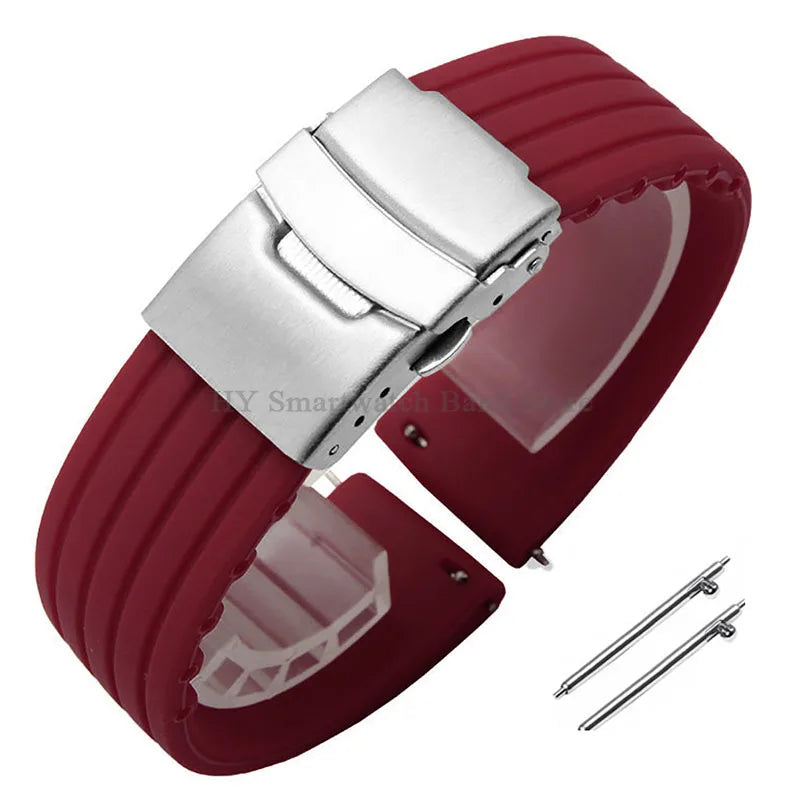 Quick Release Silicone Watch Strap 18–24mm – Sport Rubber Band for Huawei Watch GT2/3/4, Omega, Seiko, Fossil