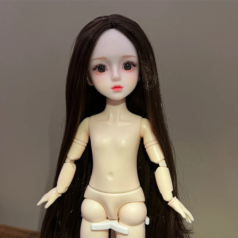 30cm 1/6 BJD Ball Jointed Doll – Starry Gray Eyes with Lolita Fashion Dress, DIY Toy Gift for Girls