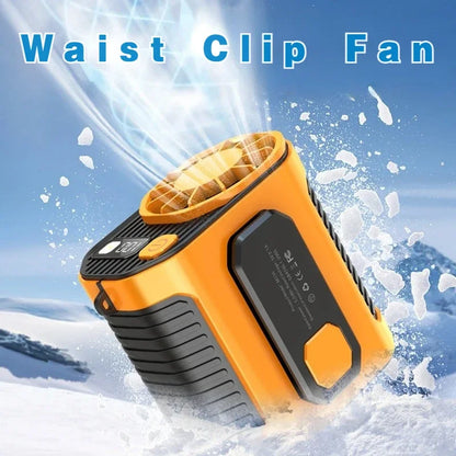 20000mAh Portable Waist Fan - Strong Wind Hanging Neck Fan with Power Bank and LED Lighting for Outdoor Sports and Work