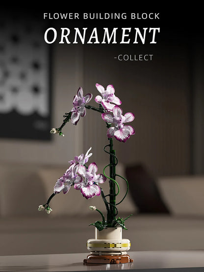 Orchid Cymbidium Building Blocks Set – DIY Potted Phalaenopsis Flower Simulation Toy for Valentine’s Gift